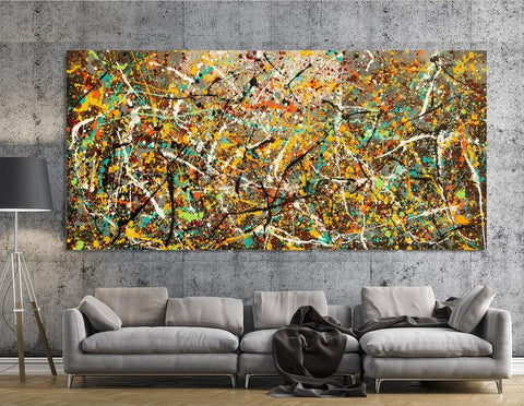 Painting Art Vintage Style Jackson Pollock large wall art on Canvas Rustic Decor for Luxury Homes - Vintage Beauty 126 - LargeModernArt