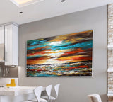 Large Ocean Art Oil Painting on Canvas Modern Wall Art Seascape Painting - Amazing Ocean - LargeModernArt