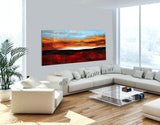 Large Ocean Art Oil Painting on Canvas - Modern Wall Art Seascape - A Calm Sunset - LargeModernArt