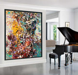 Valentine Gift Jackson Pollock Red Painting extra large abstract art Modern Wall oversize canvas - Vintage Beauty 110