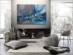 Large Wall Art Paintings For Sale, Original Artwork On Canvas, Extremely Modern Luxury Decor - Beauty in Blue 2 - LargeModernArt