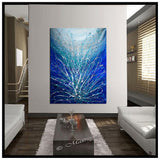 large Wall Art - Blue Sparkle - LargeModernArt