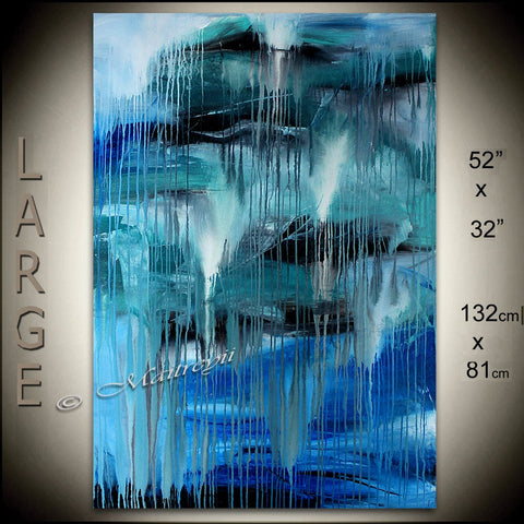 Luxury Modern Home Decor - Blue Waterfall - LargeModernArt