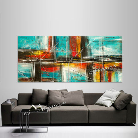 Large Modern Art Oil Painting on Canvas - Modern Wall Art Color Illusion - LargeModernArt