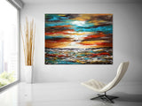 Large Ocean Art Oil Painting on Canvas Modern Wall Art Seascape Painting - Amazing Ocean - LargeModernArt