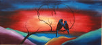Sunset Art Love bird Red Painting extra large abstract art Modern Wall oversize canvas