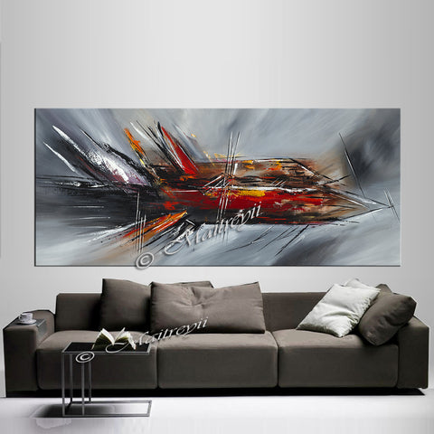 Large Modern Art Oil Painting on Canvas - Modern Abstract Wall Art Fighter Plane 4 - LargeModernArt