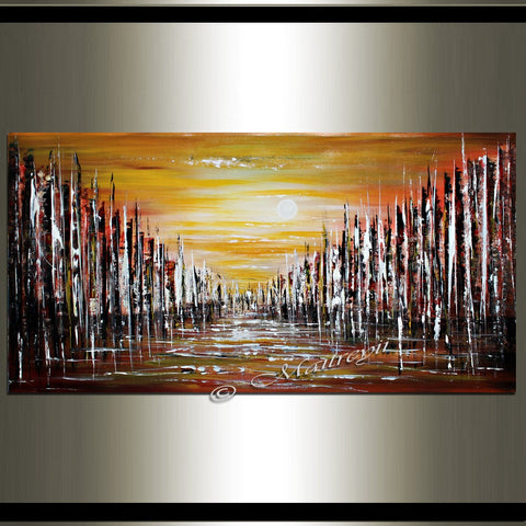 Modern Wall Art Seascape - Golden City - LargeModernArt