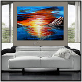 Large Ocean Painting  - Last Sunset - LargeModernArt