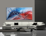 Abstract Painting for sale, Blue, Red Painting Express Shipping,  Home Decor Wall Art  - Beauty of Light - LargeModernArt