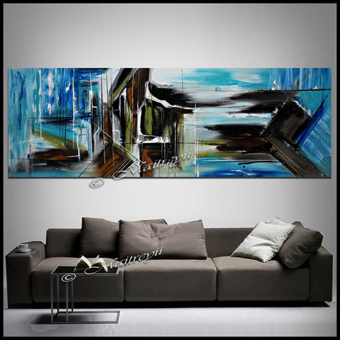 Large Abstract Blue Painting  - New Begining