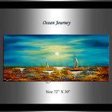 Large Ocean Art Oil Painting on Canvas Modern Wall Art Seascape - Ocean Journey 2 - LargeModernArt