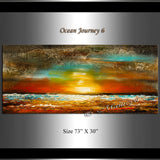 Large Ocean Art Oil Painting on Canvas Modern Wall Art Seascape - Ocean Journey 6 - LargeModernArt