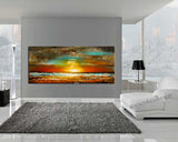 Large Ocean Art Oil Painting on Canvas Modern Wall Art Seascape - Ocean Journey 6 - LargeModernArt