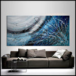 Jackson Pollock Style Oil Painting For Luxury homes - Blue Ocean