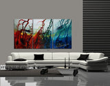 Red Ocean Paintings Abstract art Ocean Decor Large Painting Wall Art- Ocean effect - LargeModernArt