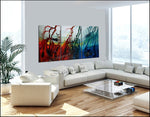 Red Ocean Paintings Abstract art Ocean Decor Large Painting Wall Art- Ocean effect - LargeModernArt