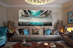 Large Ocean Art Teal Turquoise Paintings - Modern Wall Art - Ocean Paradise 40 - LargeModernArt