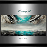 Large Ocean Art Teal Turquoise Paintings - Modern Wall Art - Ocean Paradise 40 - LargeModernArt