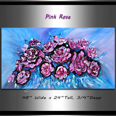 Flowers Painting - Pink Rose - LargeModernArt