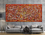 Red Painting Jackson Pollock Style Large art Vintage Style - Modern Wall Art - Red Vintage - LargeModernArt