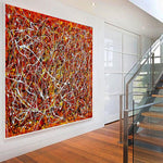Red Painting Jackson Pollock Style Large art Vintage Style - Modern Wall Art - Red Vintage - LargeModernArt