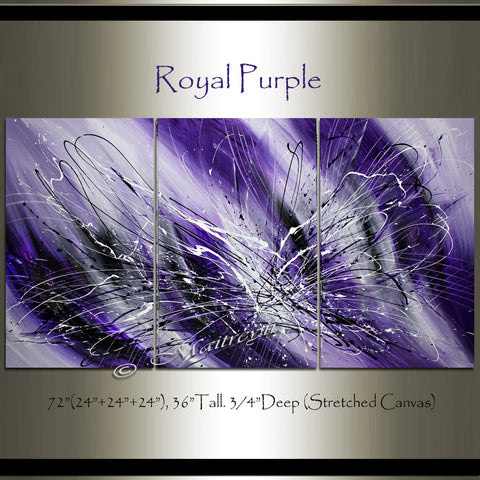 Framed Wall Art Purple Painting Wall Decor Sale - Royal Purple - LargeModernArt