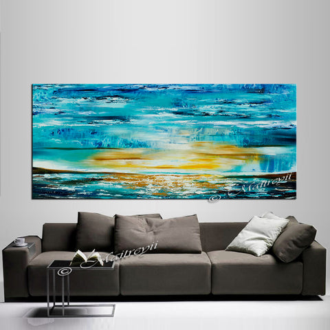 Large Ocean Art Oil Painting on Canvas Modern Wall Art Seascape - Ocean Journey 16 - LargeModernArt