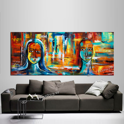 Large Modern Art Oil Painting on Canvas - Modern Wall Art Figurative Divine Love - LargeModernArt