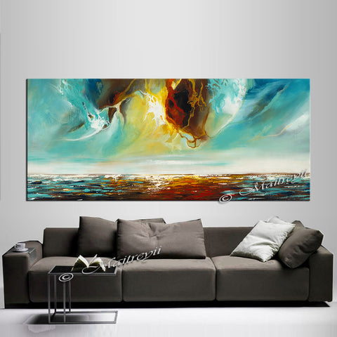 Large Ocean Art Oil Painting on Canvas Modern Wall Art - Seascape Painting 6 - LargeModernArt