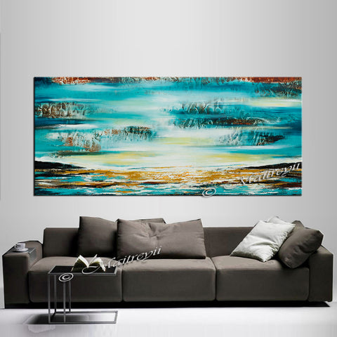 Large Ocean Art Oil Painting on Canvas Modern Wall Art Seascape - Ocean Journey 15 - LargeModernArt