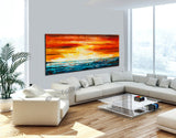 Large Ocean Art Oil Painting on Canvas Modern Wall Art Seascape - Ocean Journey 10 - LargeModernArt