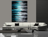 Large Ocean Modern Wall Art Seascape Painting - Teal Ocean - LargeModernArt