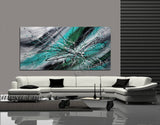 Painting Jackson Pollock Multiple Size Drip Style Abstract art on Canvas, large Wall Art - Turquoise Beauty - LargeModernArt