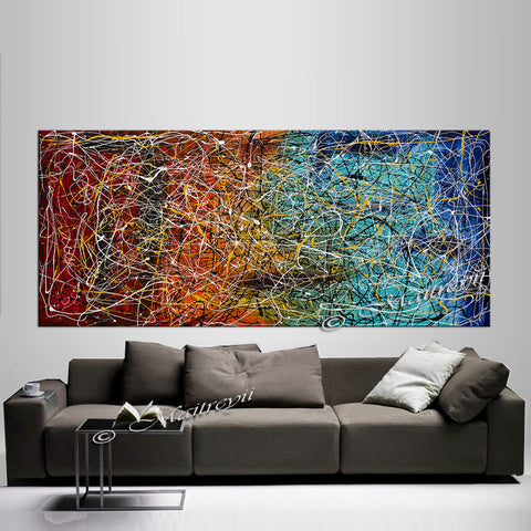 Jackson Pollock Style | Abstract artwork large oil painting on canvas luxury Homes - Vintage Beauty 20 - LargeModernArt