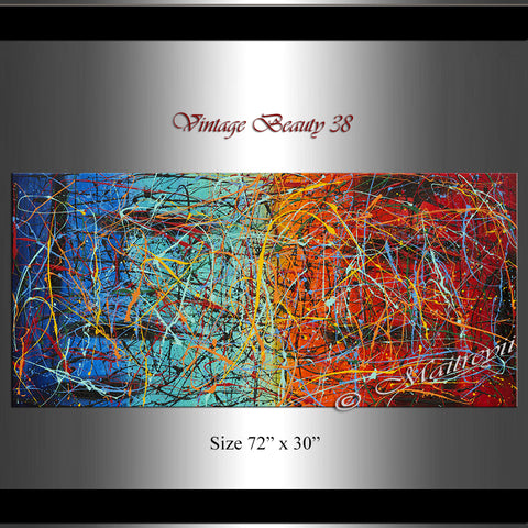 Jackson Pollock Style | Abstract artwork large oil painting on canvas modern wall art - Vintage Beauty 38 - LargeModernArt