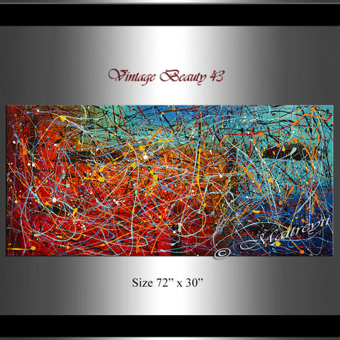 Jackson Pollock Style | Abstract artwork large oil painting on canvas modern wall art - Vintage Beauty 43 - LargeModernArt