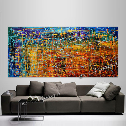 Jackson Pollock Style | Abstract artwork large oil painting on canvas modern wall art - Vintage Beauty 50 - LargeModernArt